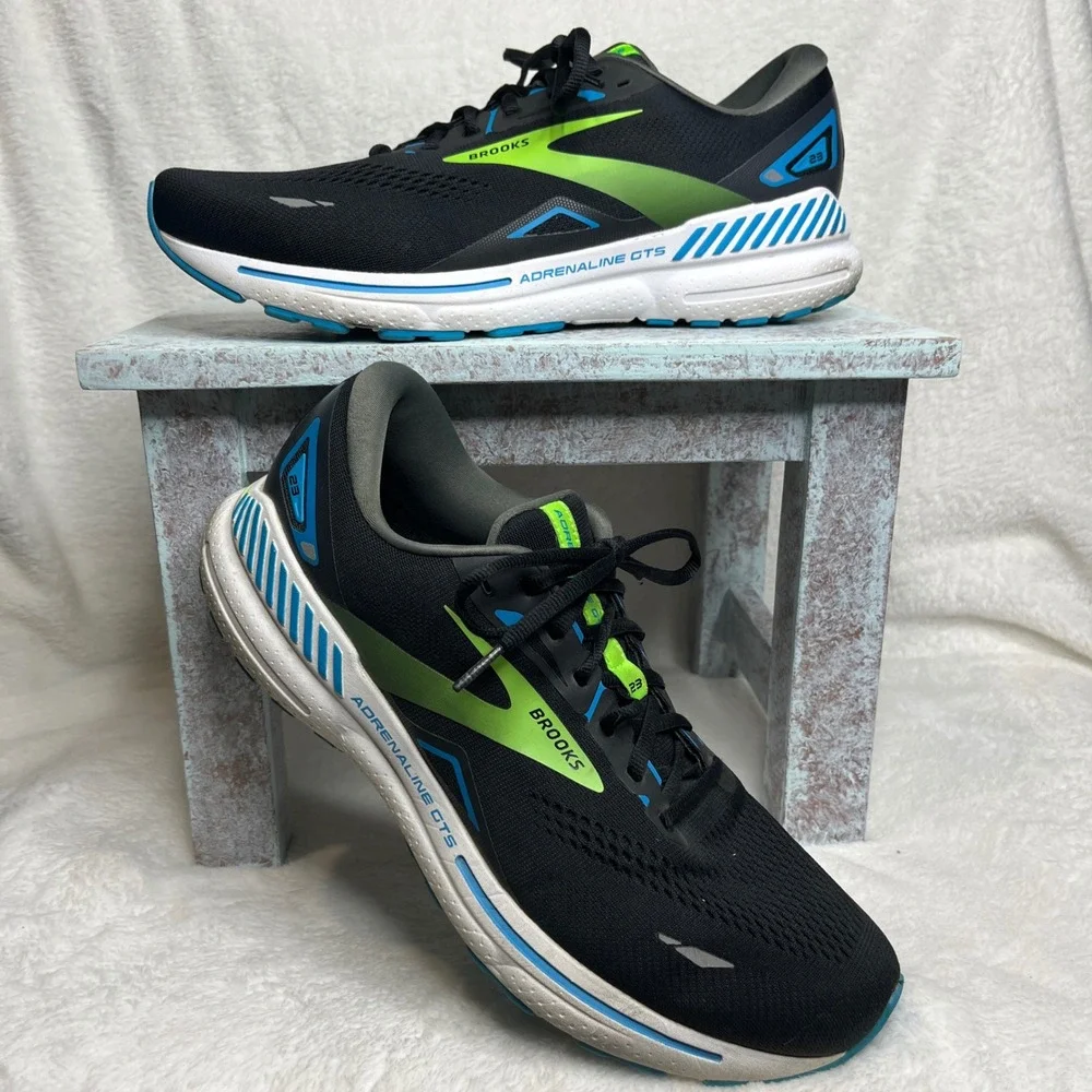 Brooks Adrenaline GTS 23 Men's Running Shoes Black Hawaiin Ocean Green Size‎ 12